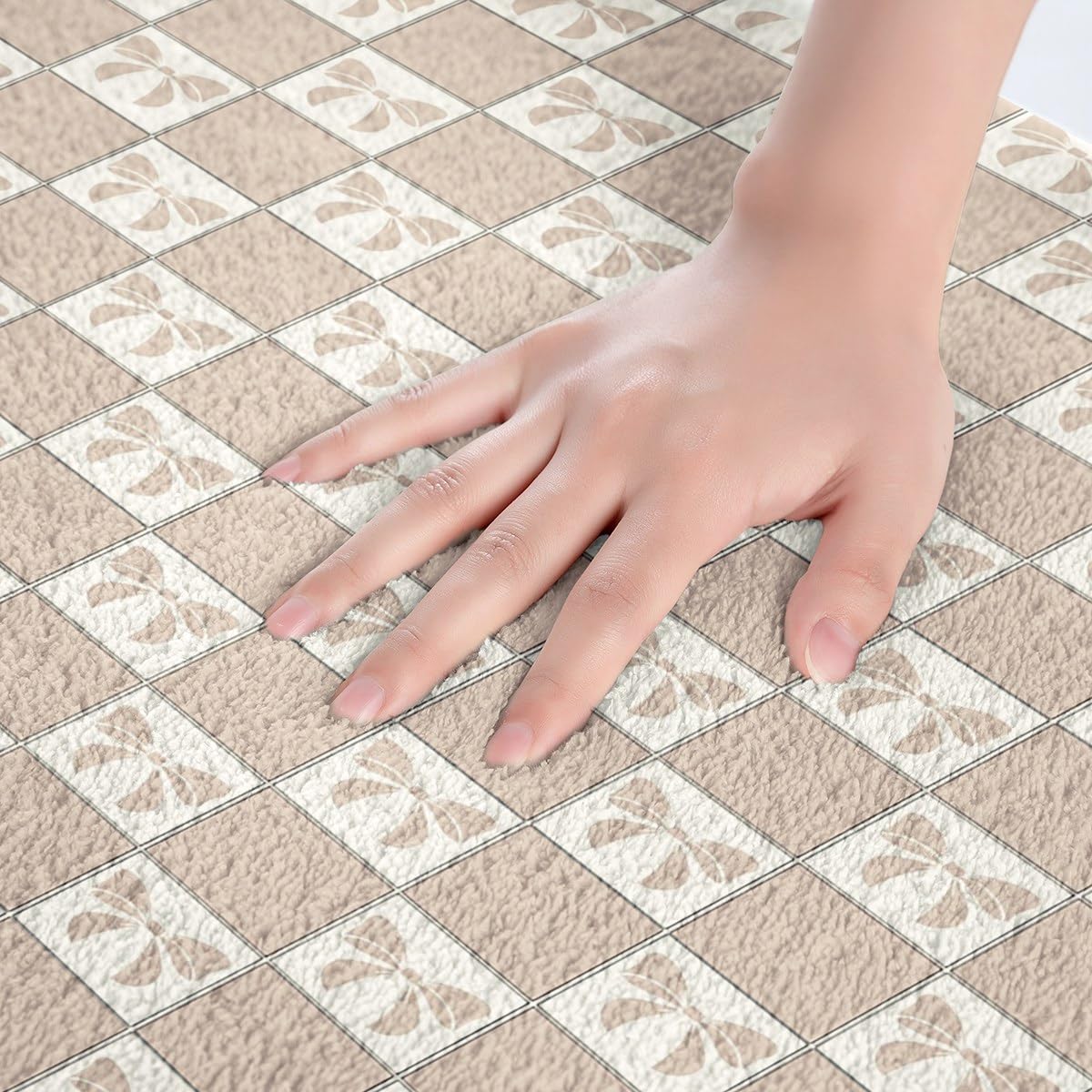 Pink White Checkered Bath Mat Non Slip 16x24