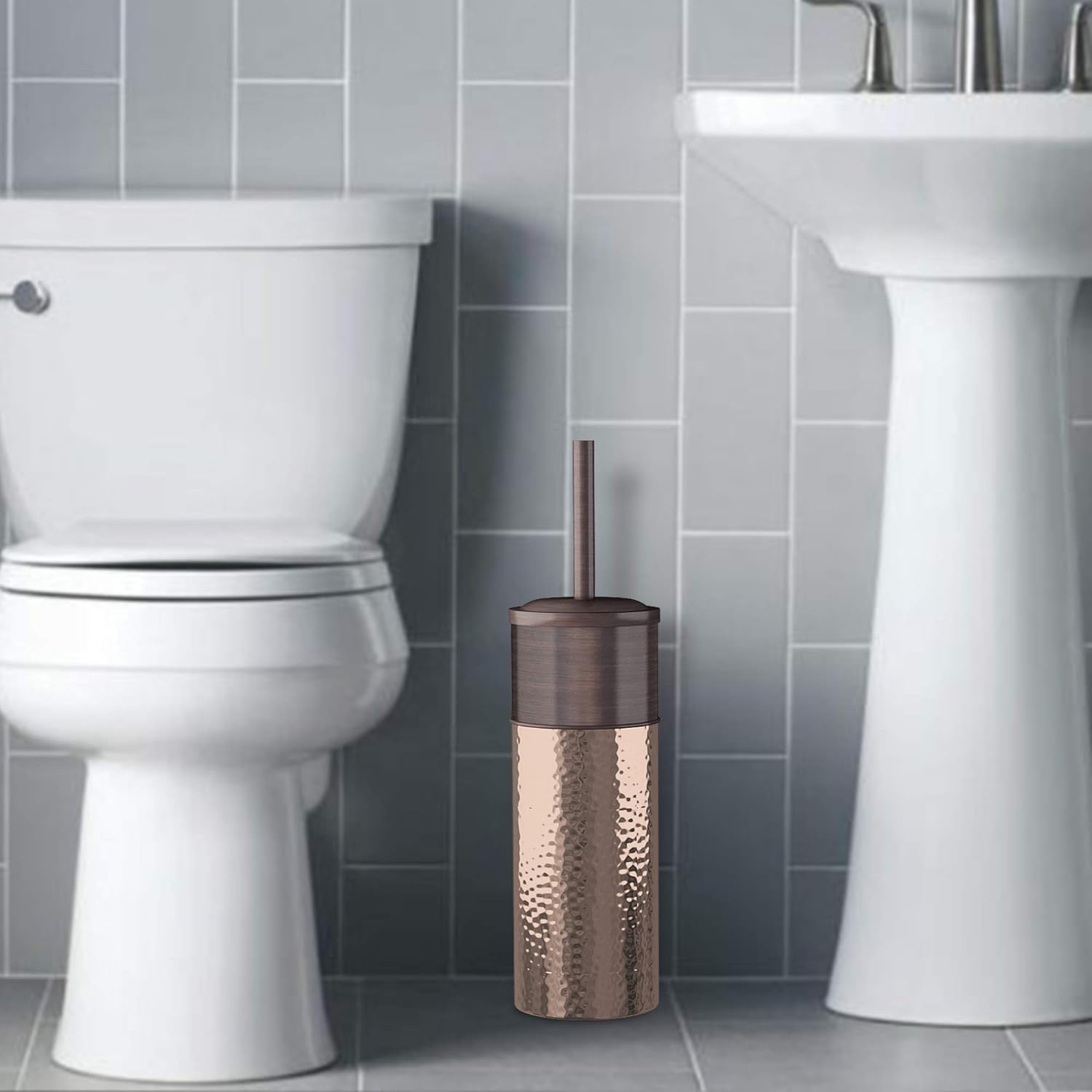 Nu Steel TBH-SS542-17 Round Stainless Steel Toilet Brush Holder