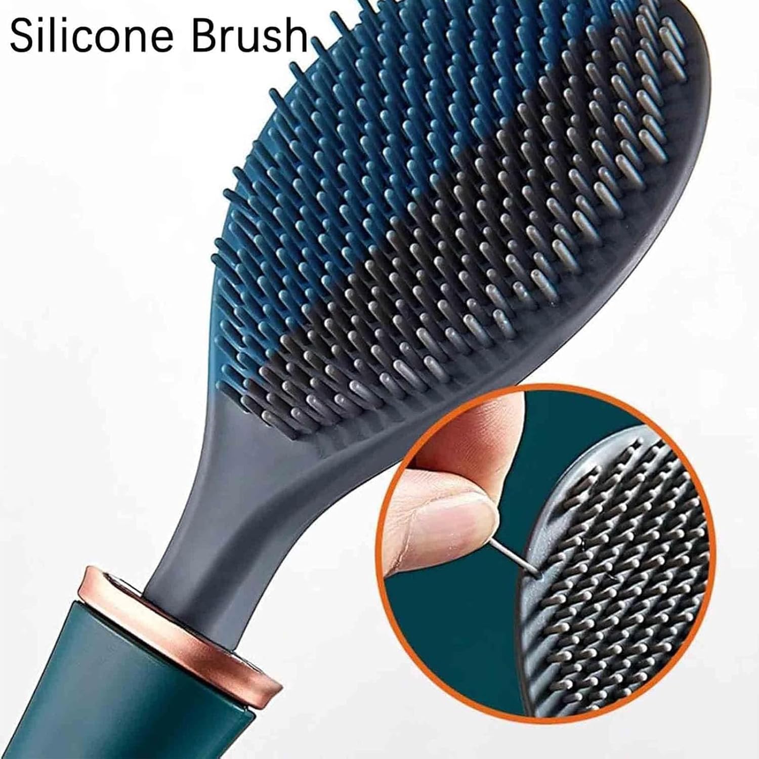 Silicone Toilet Brush with Holder Set No-Slip Extra Long Handle