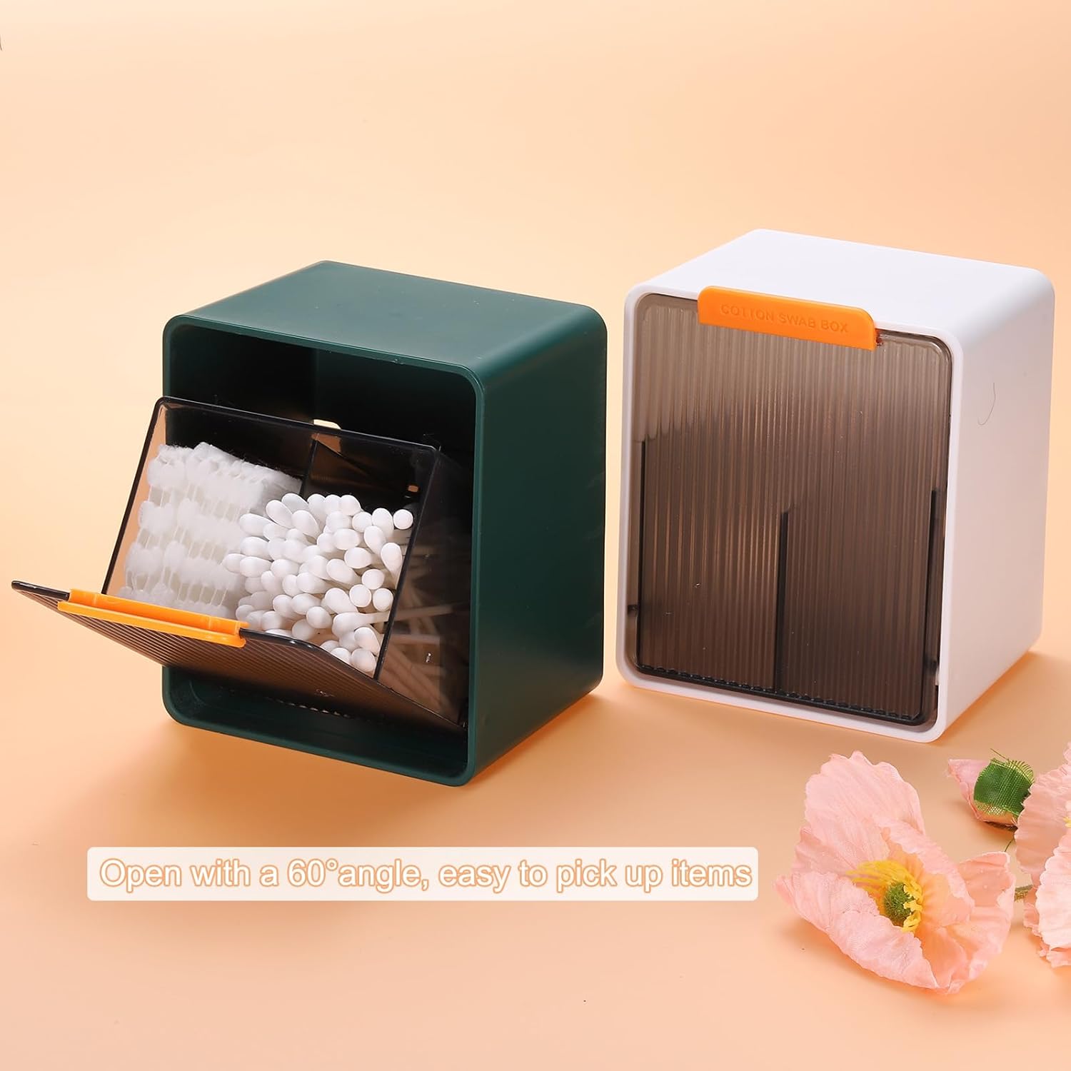 Uxcell Cotton Ball Holder Canister with 2 Compartments Wall Mounted No Drill