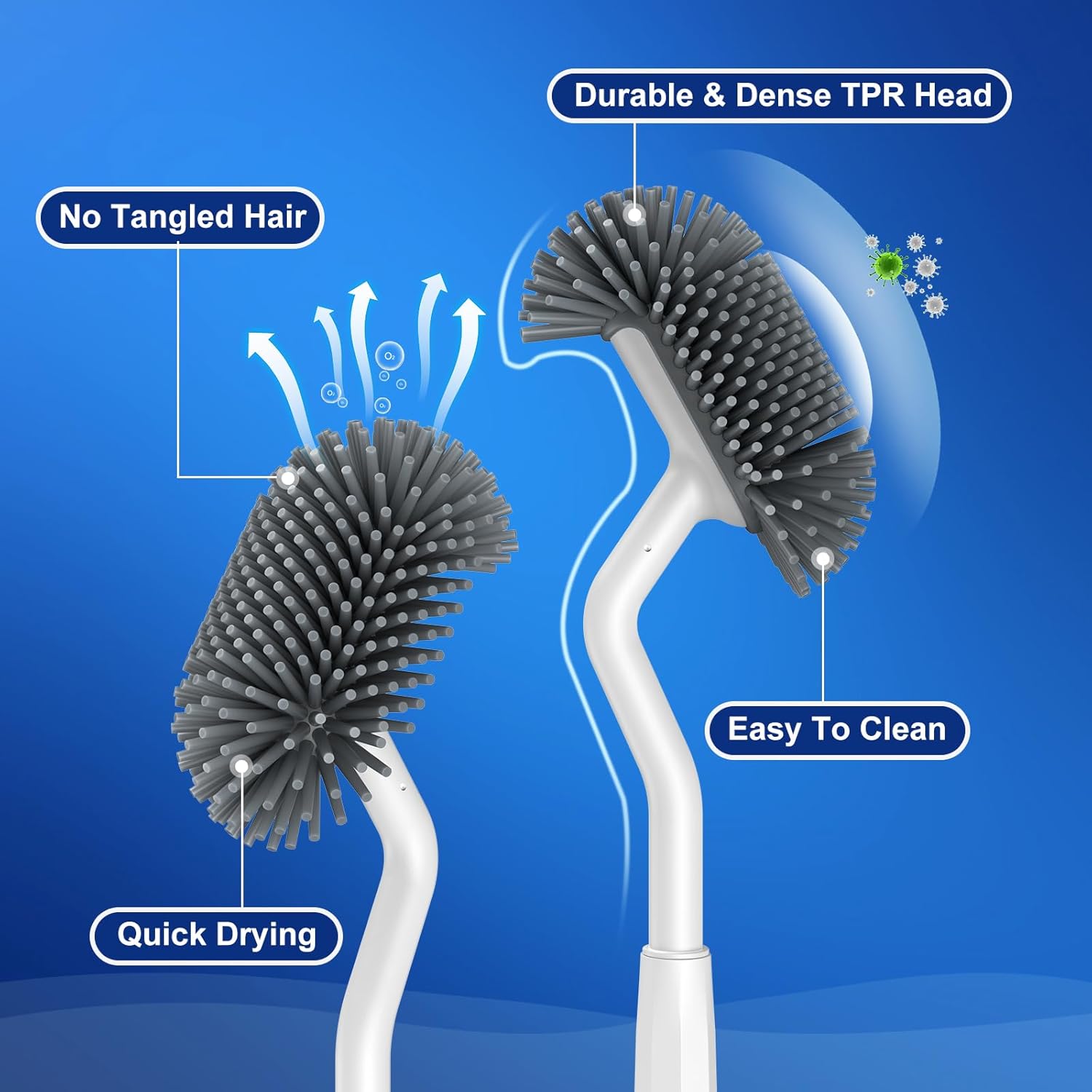 HAMITOR Toilet Brush Holder Set with Curved Bristles