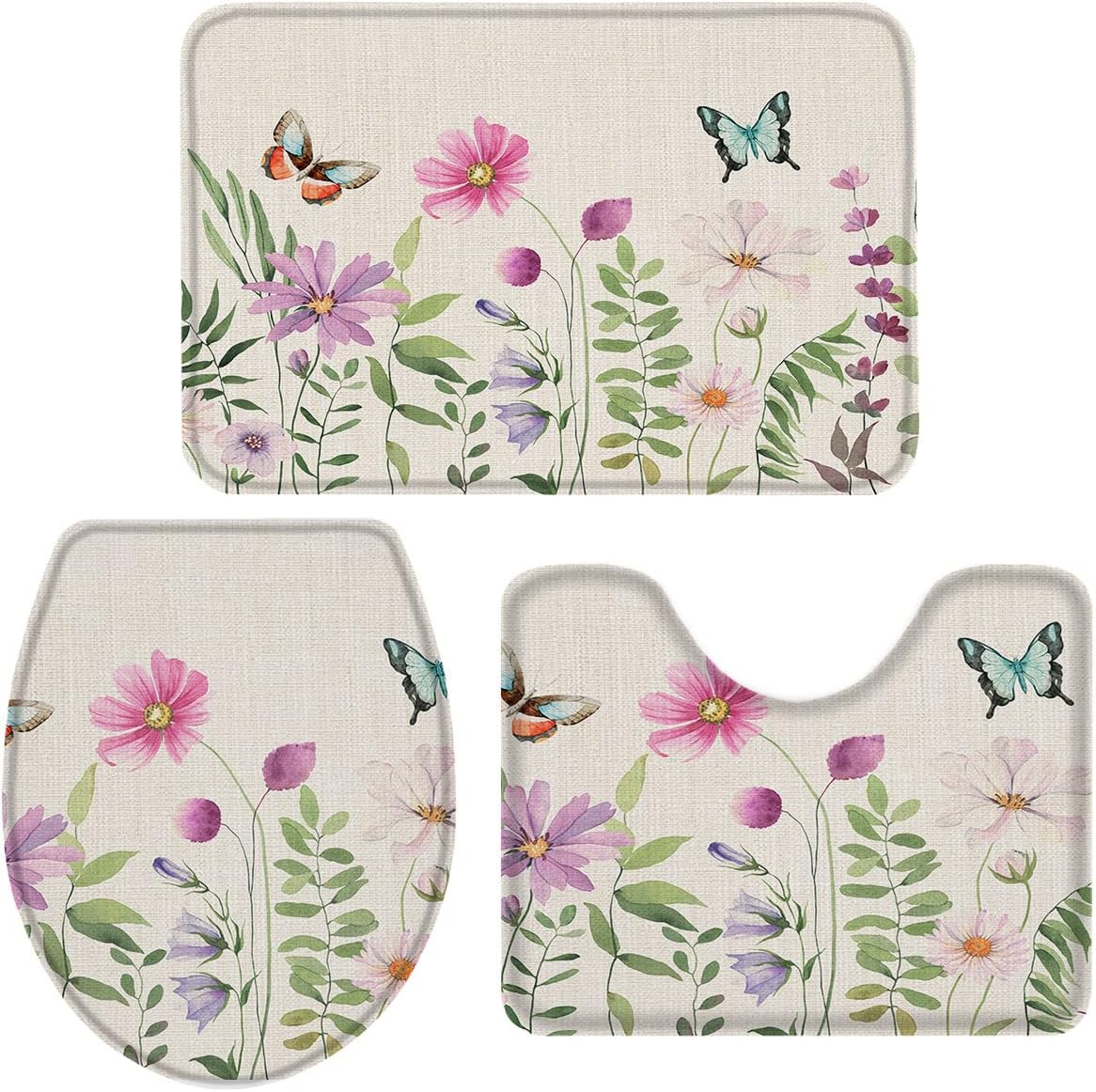YESOF66 3 Piece Bathroom Rugs Set with Non-Slip Design 1