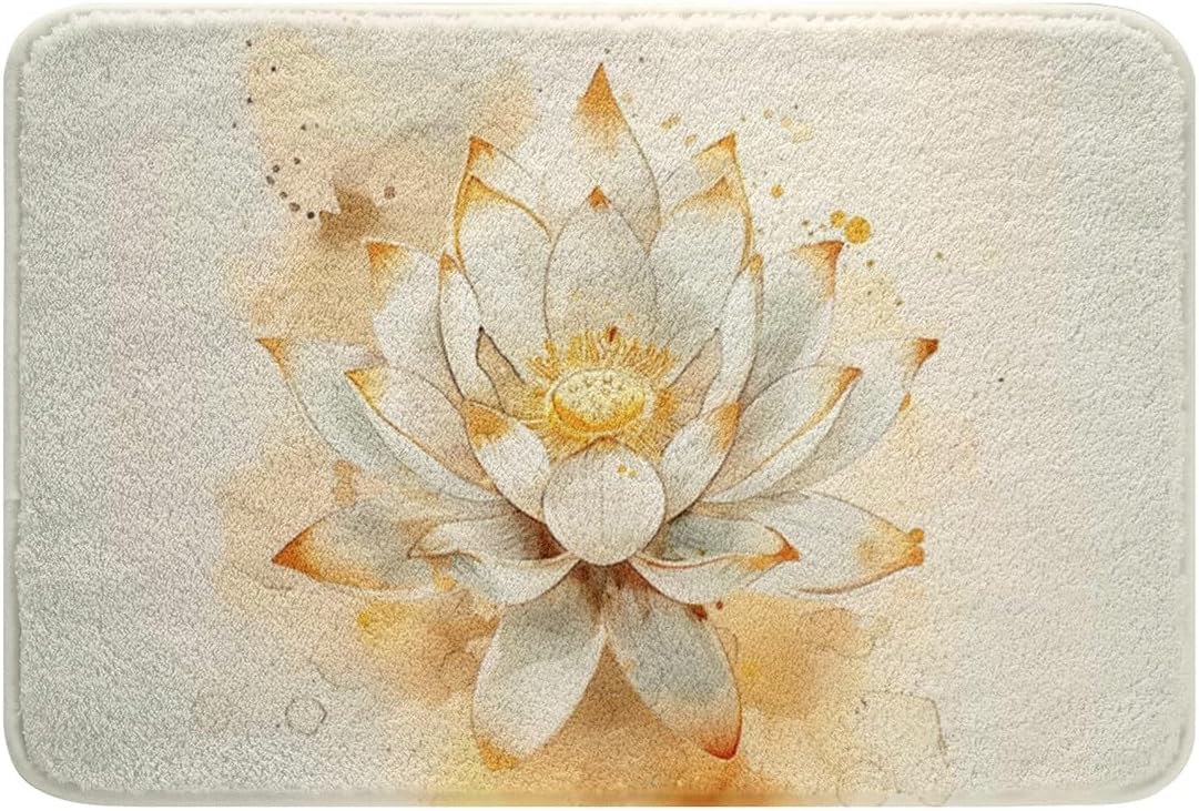 Castle Fairy Gold Floral Bath Rug 16x24 Inch Non Slip Absorbent Mat