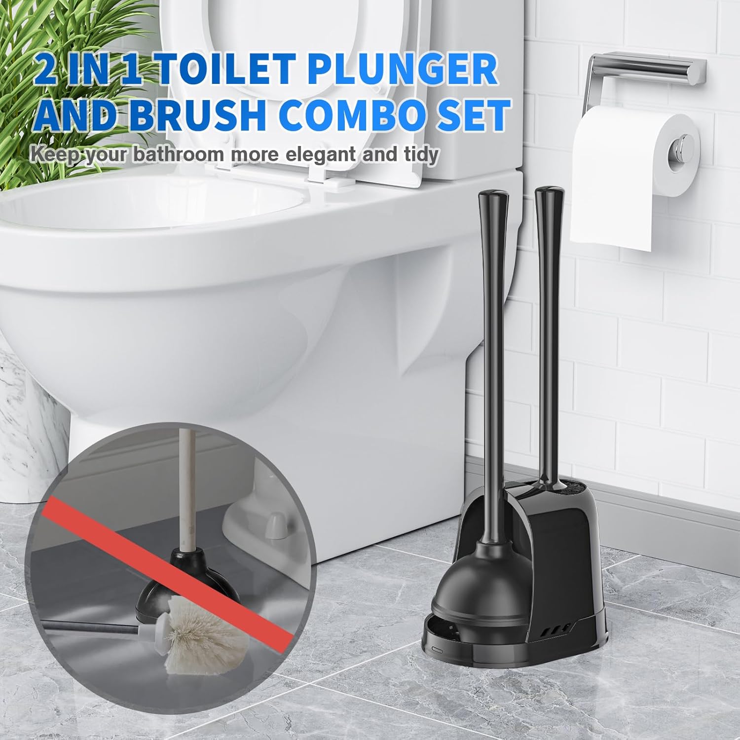LOVLOY 3PCS Toilet Plunger and Brush Set 1