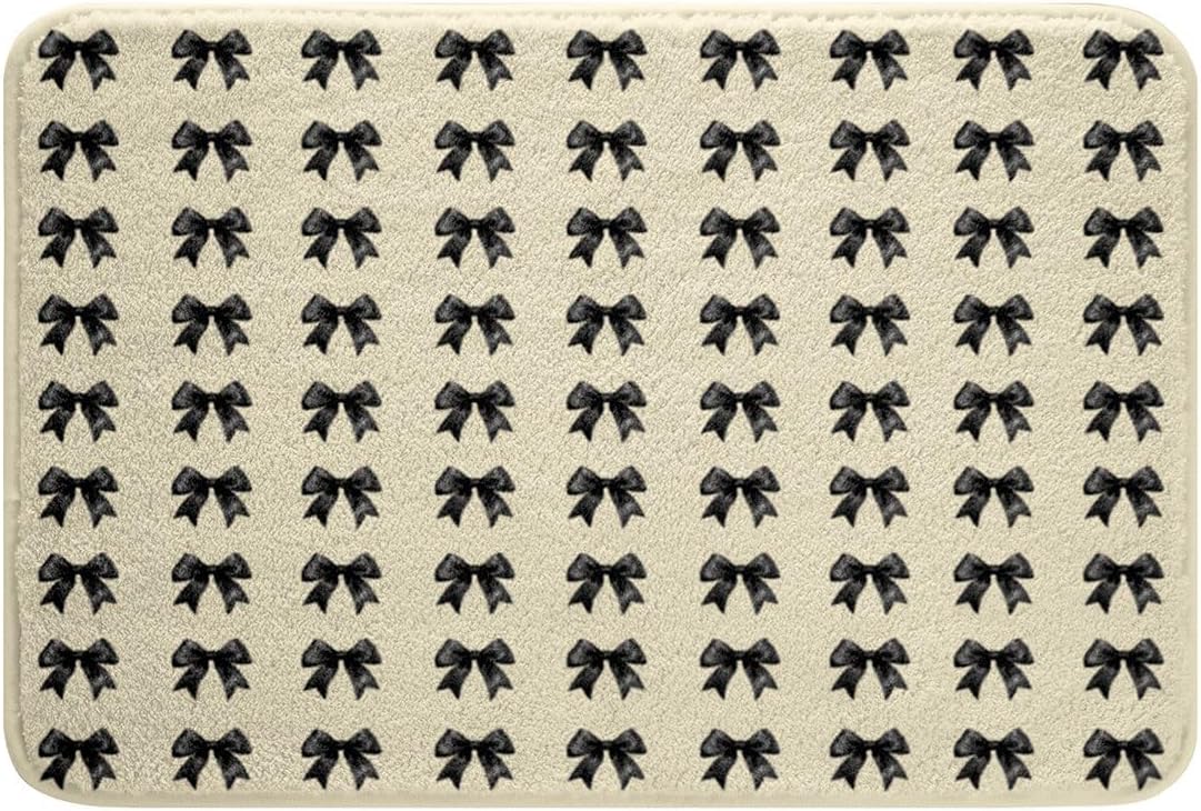 Jejeloiu Kids Black Bow Bathroom Rug 16x24