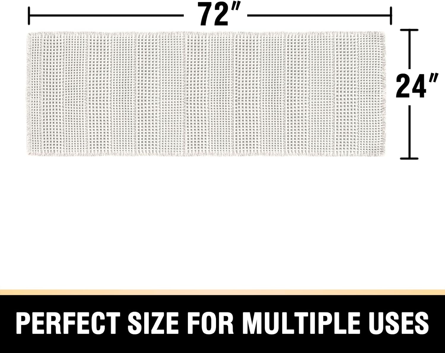 HVERSAILTEX Waffle Runner Rug 24 x 72 Ivory