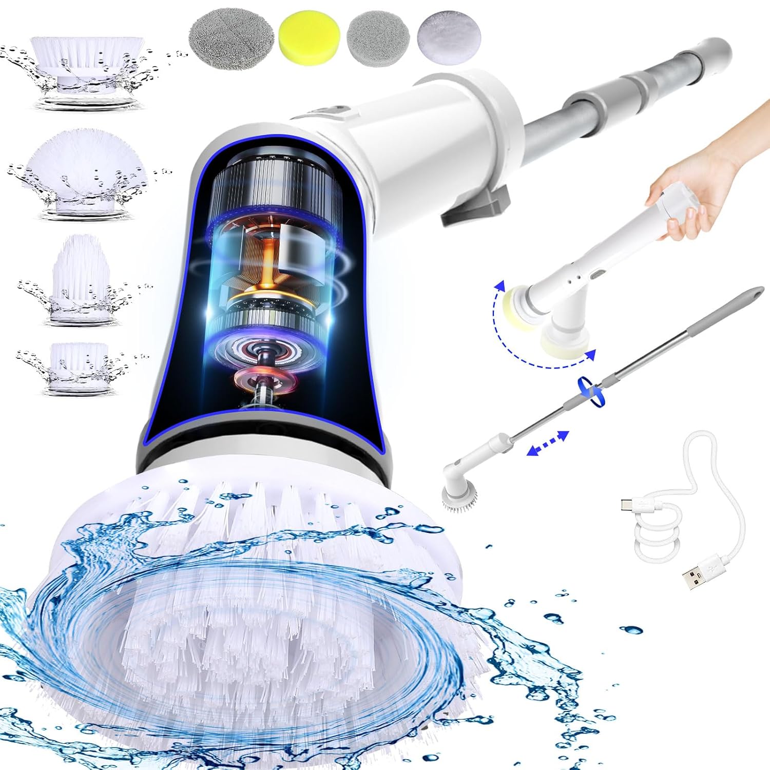 UBeesize Electric Spin Scrubber with 8 Replacement Heads