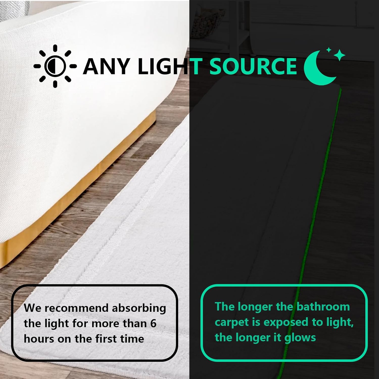 HOMORE Glow-in-the-Dark Bath Rug 70x24 Inch