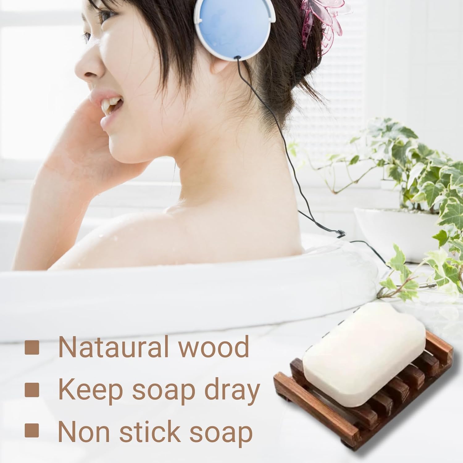 Wooden Soap Dish - 1pcs Natural Pine Wood Holder