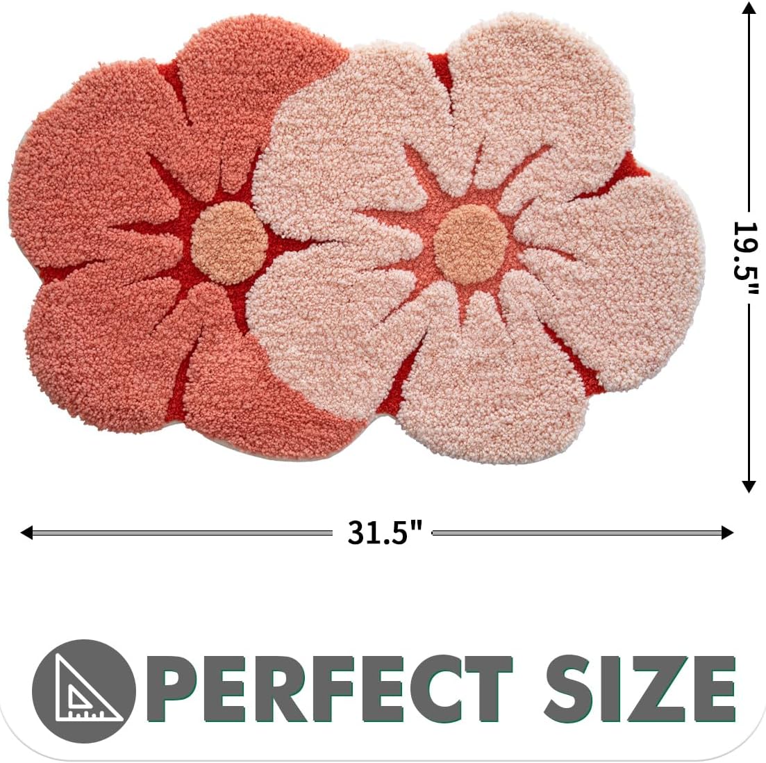 LUMI Flower Bath Rug Soft Plush Red 20x32 Non-Slip