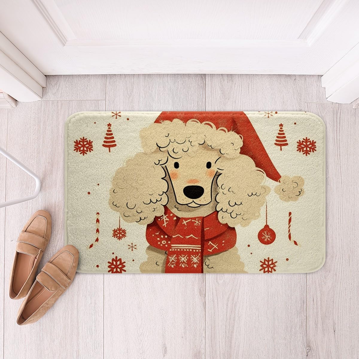Feelyou 16x24 Christmas Dog Bath Rug with Non-Slip TPR Bottom