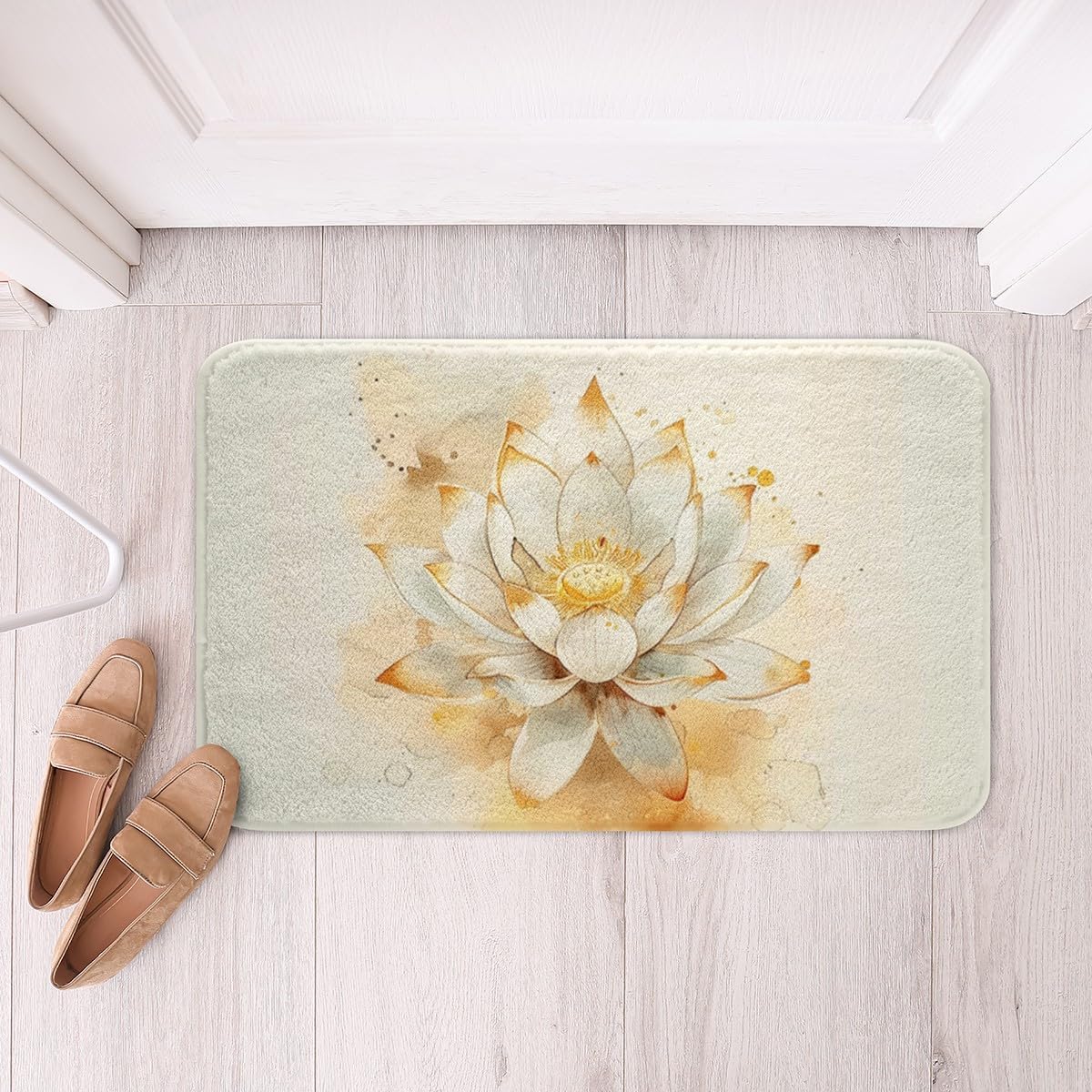 Castle Fairy Gold Floral Bath Rug 16x24 Inch Non Slip Absorbent Mat