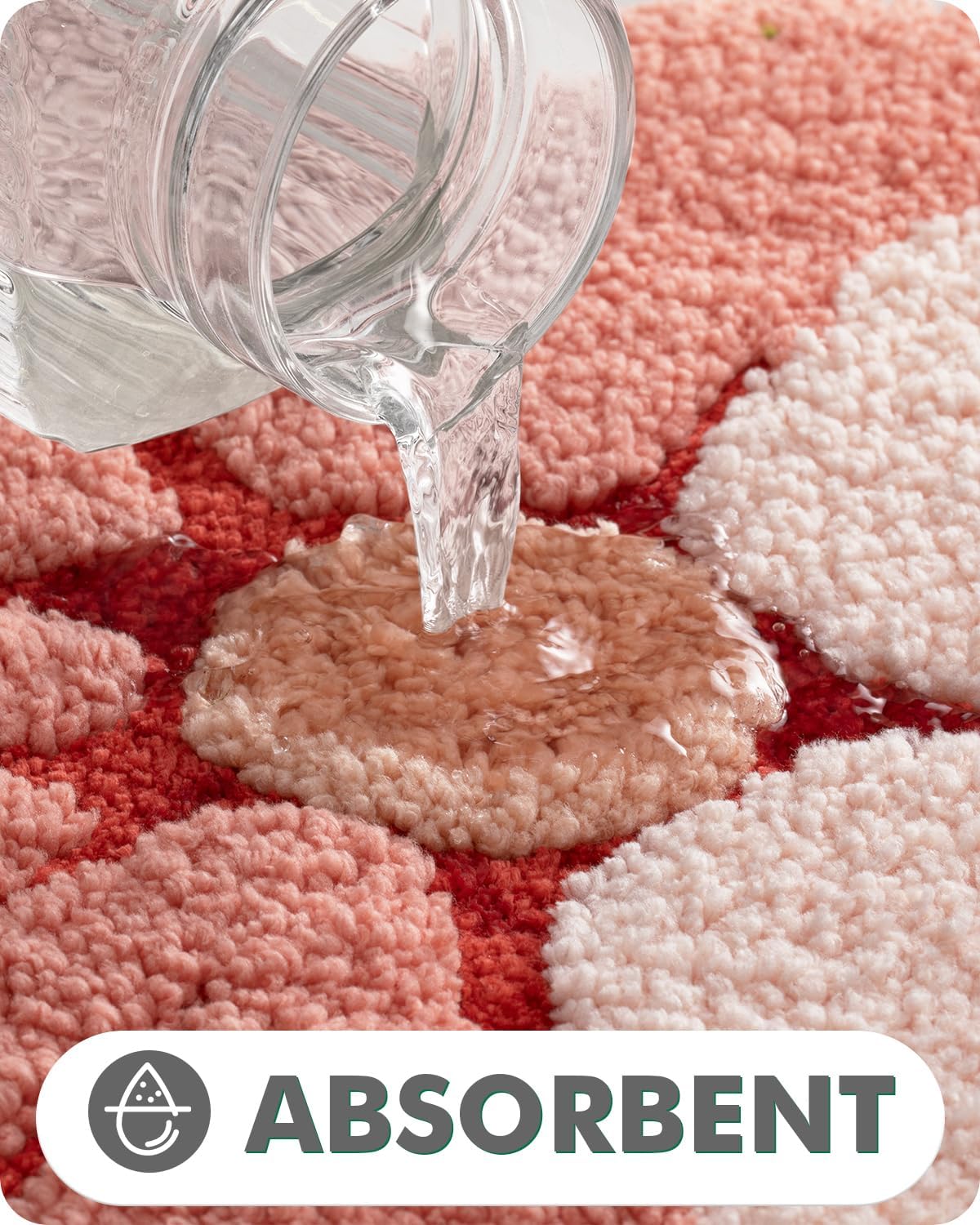 LUMI Flower Bath Rug Soft Plush Red 20x32 Non-Slip