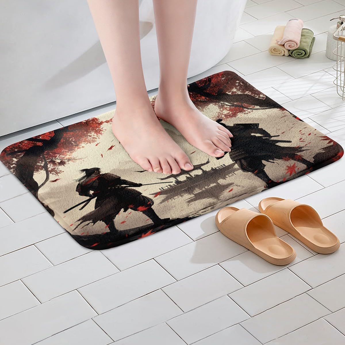 Feelyou Japanese Samurai Bath Mat 16x24 Inch