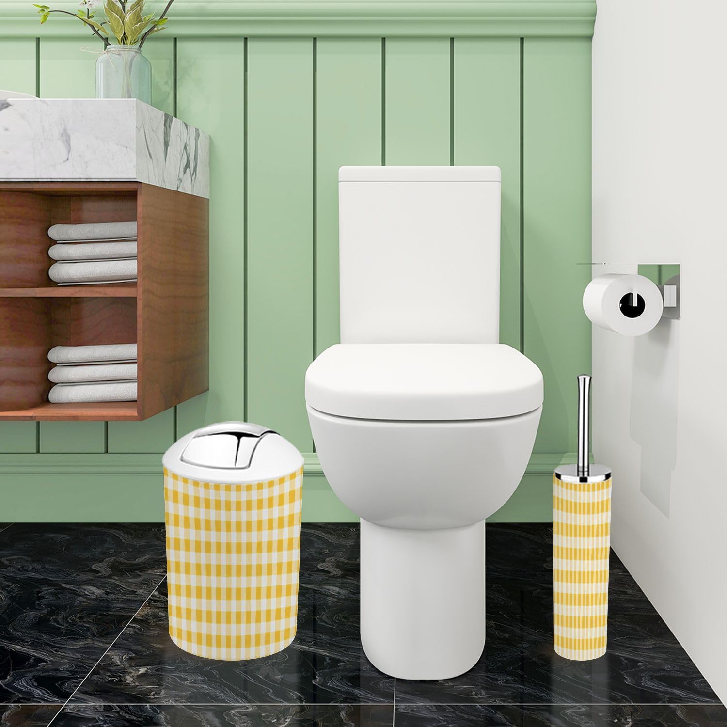 Boho Gingham Bathroom Accessory Set 6 Piece