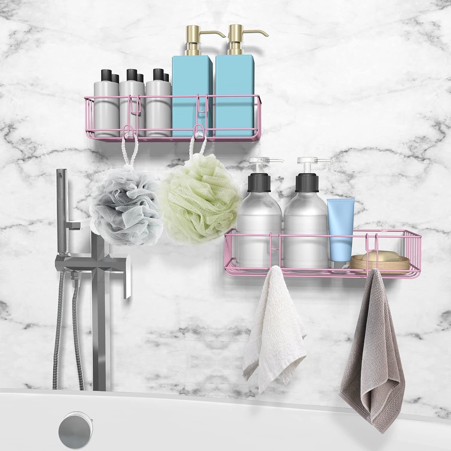 TONLEA 2-Pack Shower Caddy with Hooks Pink 1
