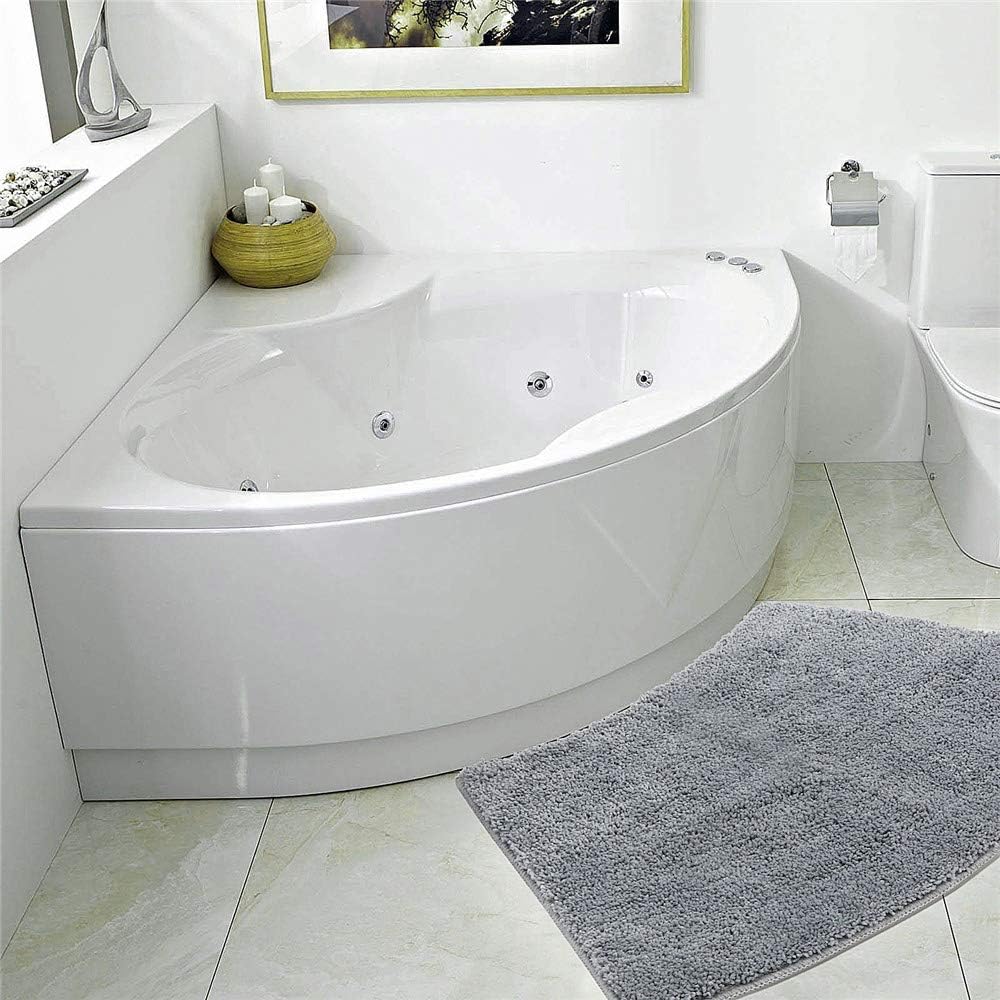 Seavish Luxury Grey Shag Curved Bath Rug