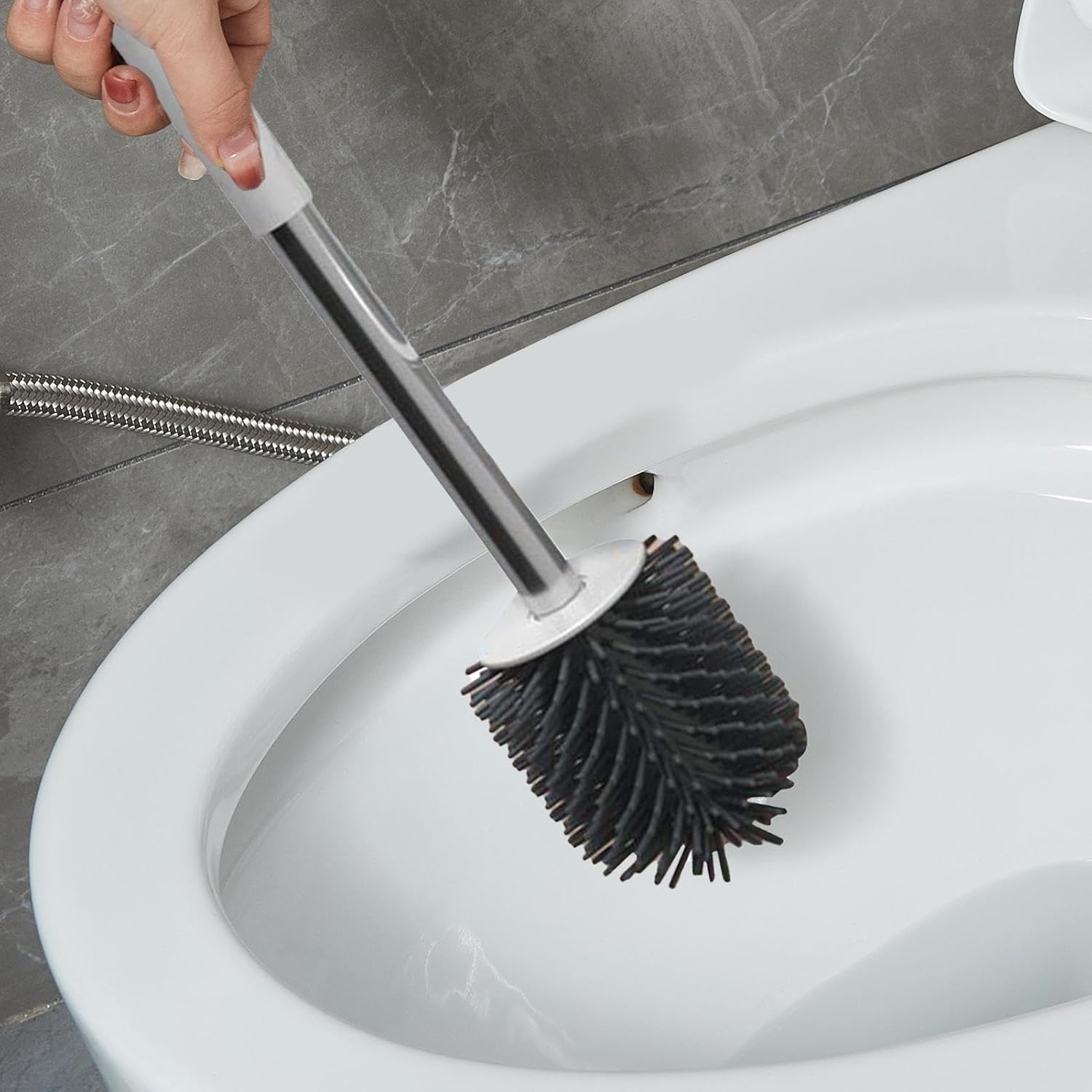 Nkmujil Toilet Brush Holder Set - Drip-Free Slip-Resistant