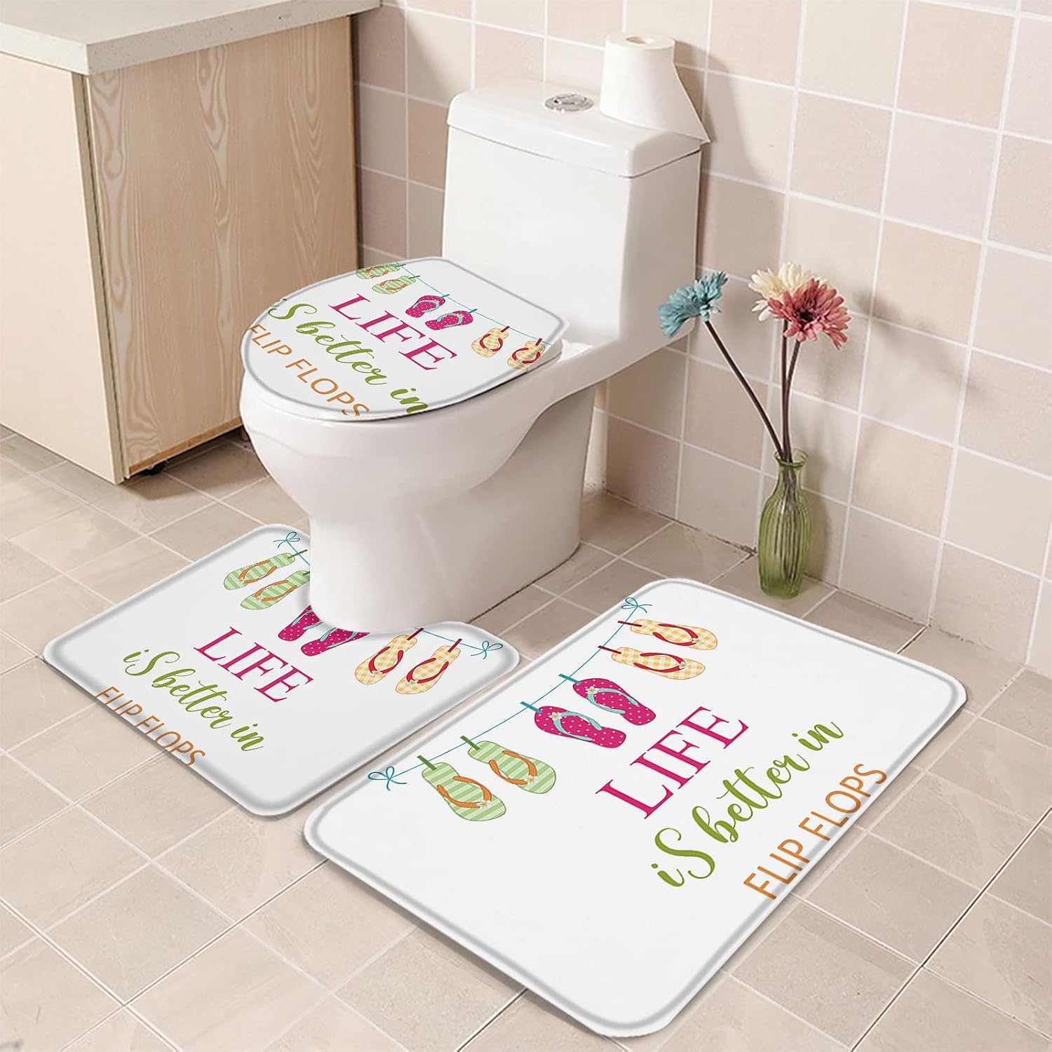 YESOF66 3 Piece Bathroom Rug Set Non-Slip 1