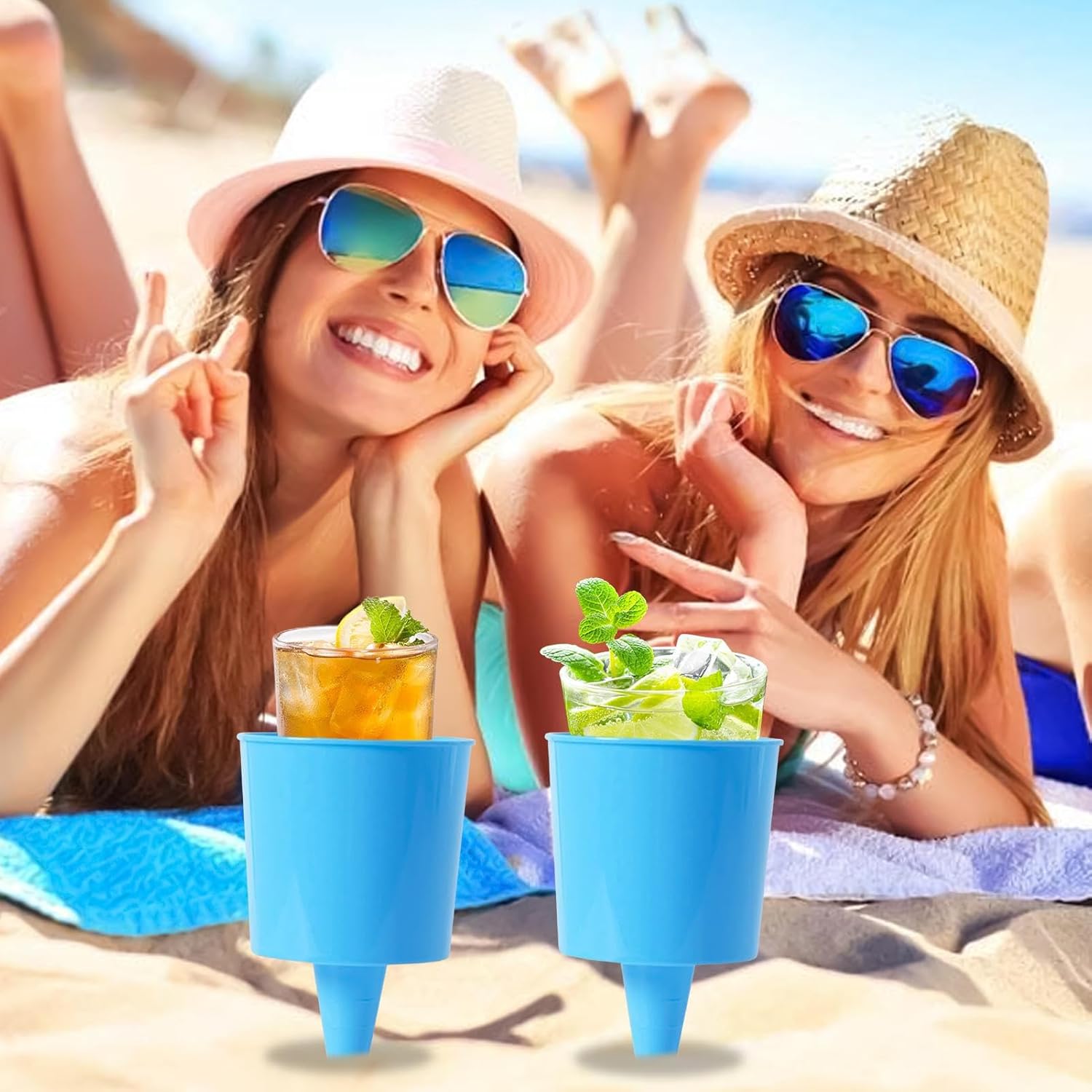 4pcs Beach Cup Holders with Anti-Spill Design