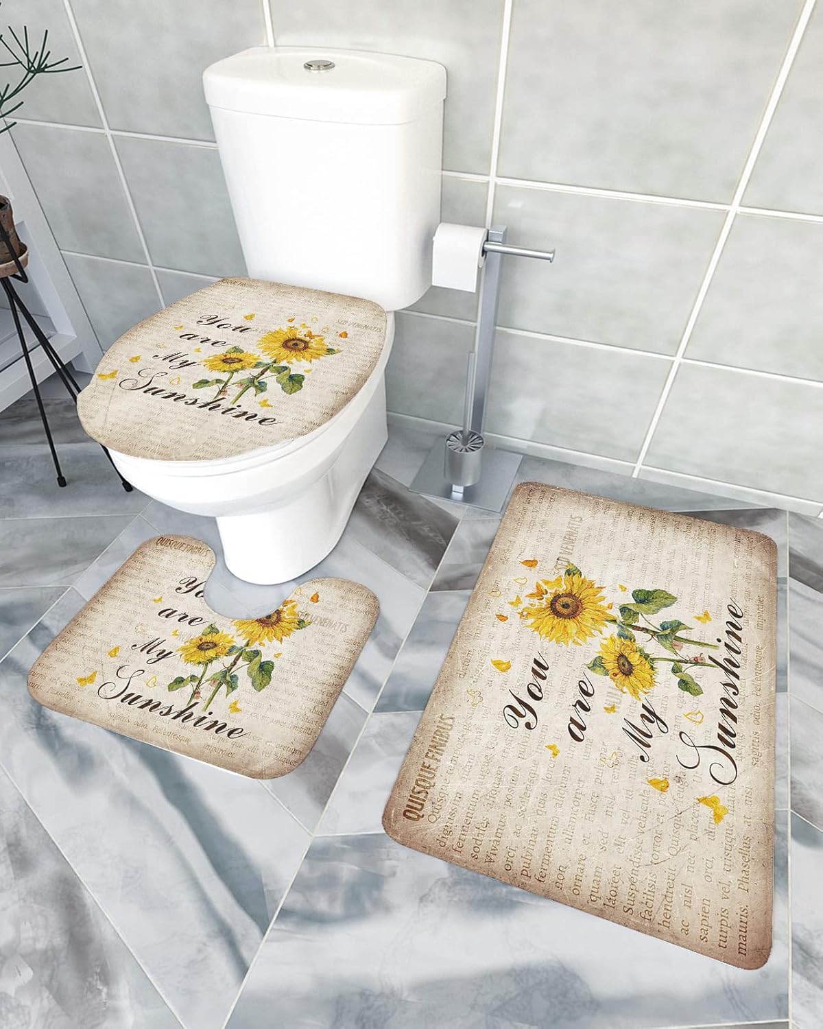 YESOF66 3-Piece Bathroom Rug Set with Non-Slip Mats