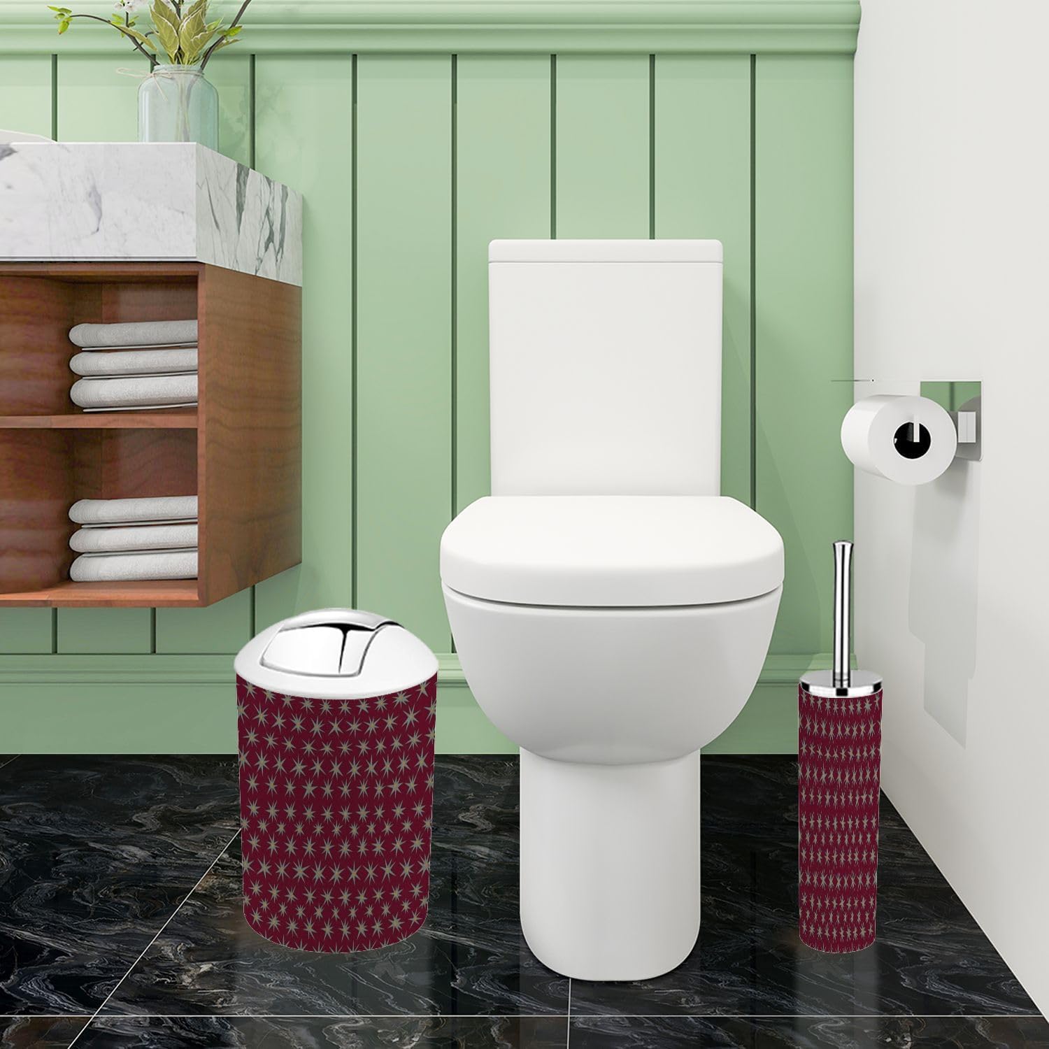 Boho Star Pattern 6-Piece Bathroom Accessory Set 1