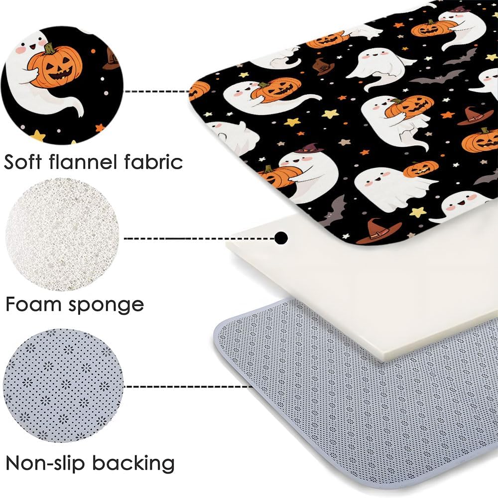 Halloween Ghost Pumpkin Bath Rug 16x24 Inch