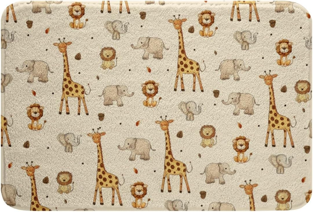 Zoo Animal Soft Fleece Door Carpet for Kids