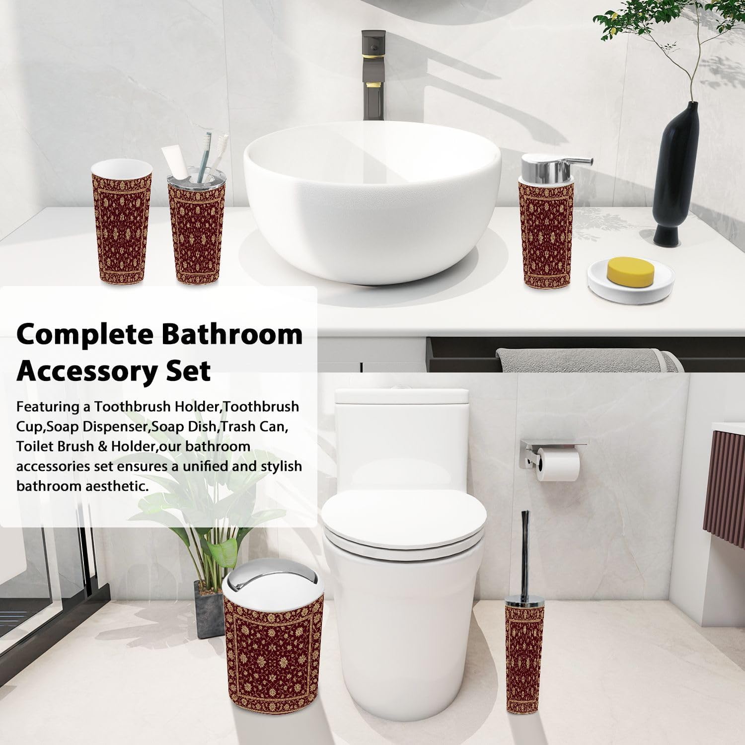 Boho Christmas Bathroom Accessories Set 6 Piece