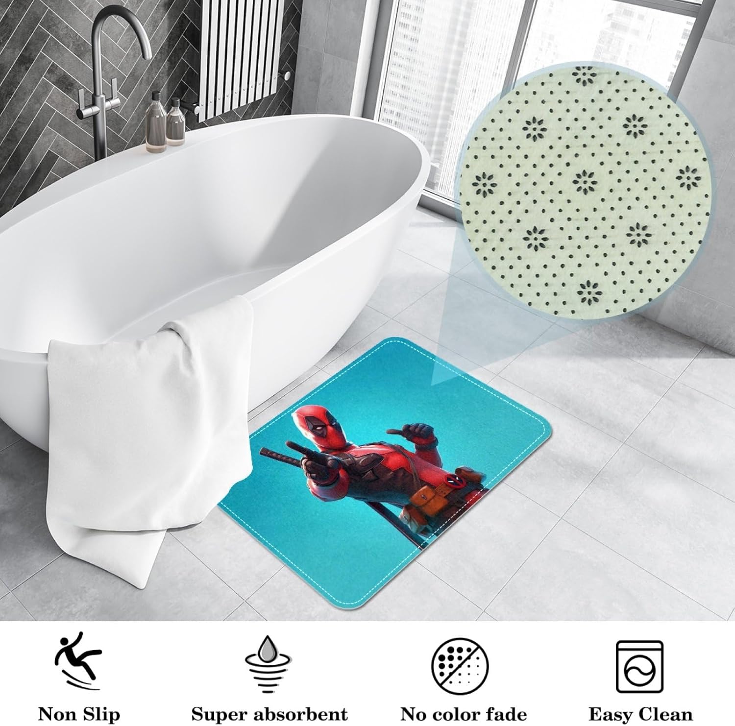 Deadpool Office Rugs - Durable Washable Floor Mat 60x40cm