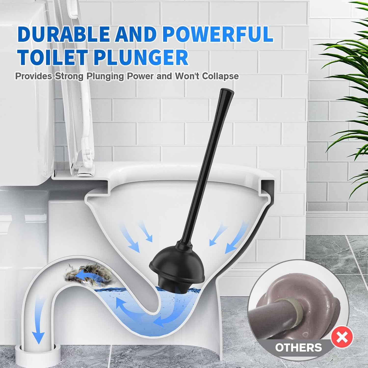 LOVLOY 3PCS Toilet Plunger and Brush Set 1