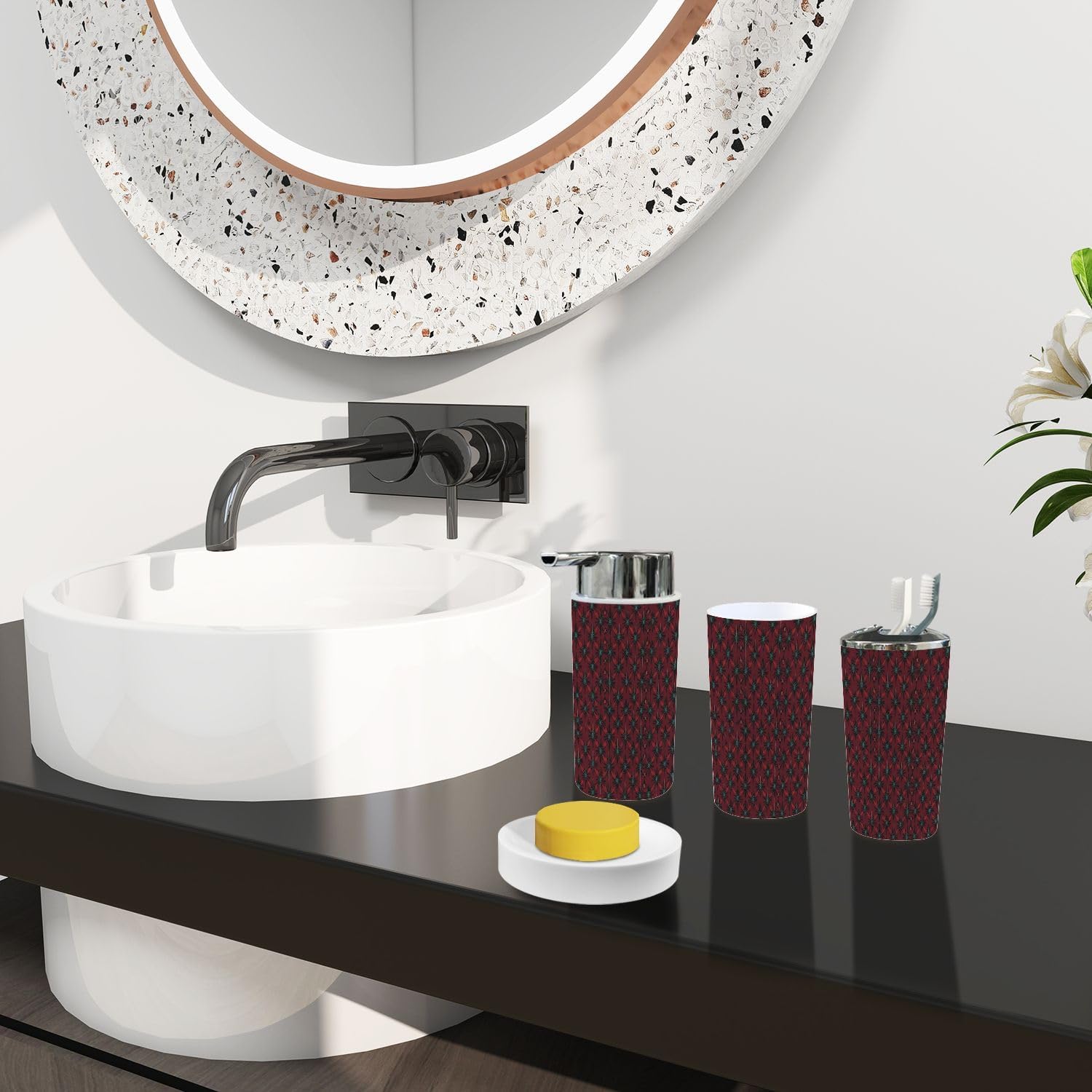 Boho Star Shape Bathroom Accessory Set 6 Piece 1