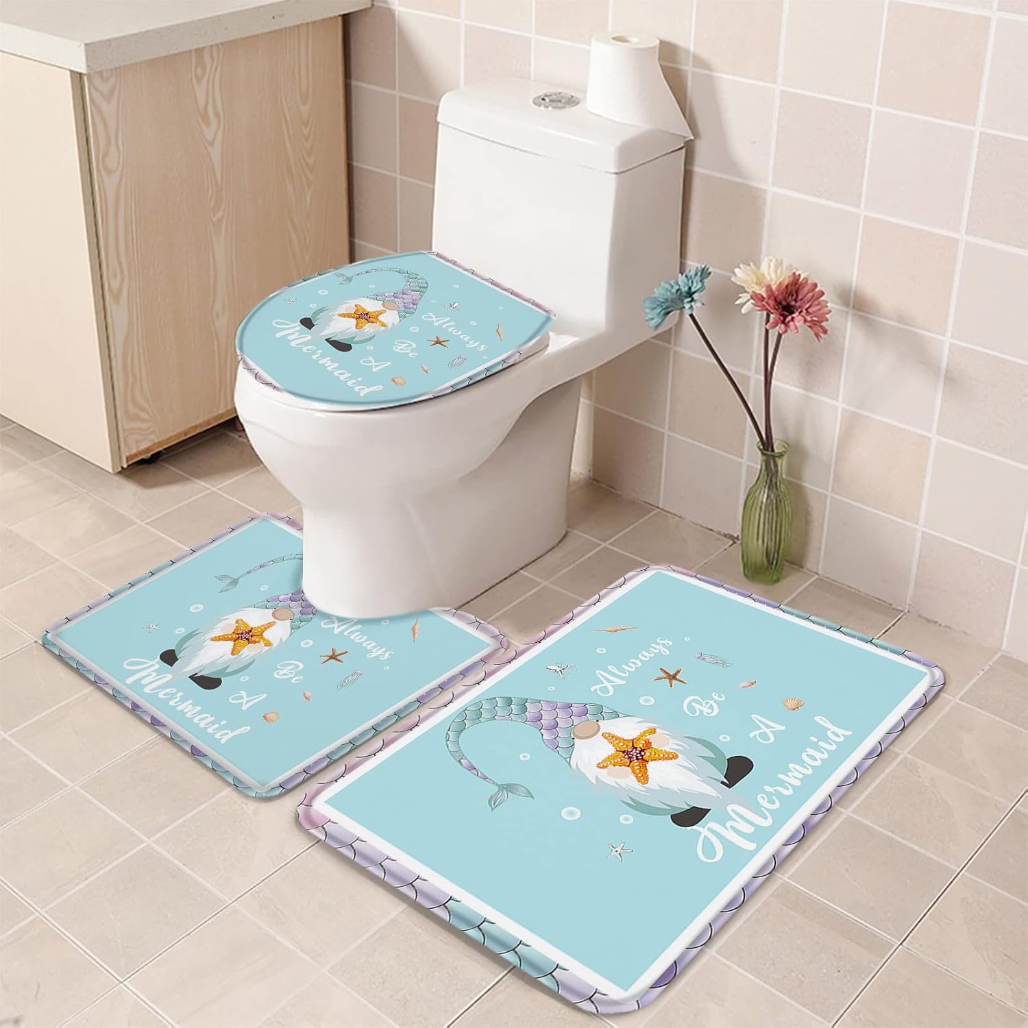 YESOF66 3 Piece Bathroom Rug Set with Non-Slip Backing 1