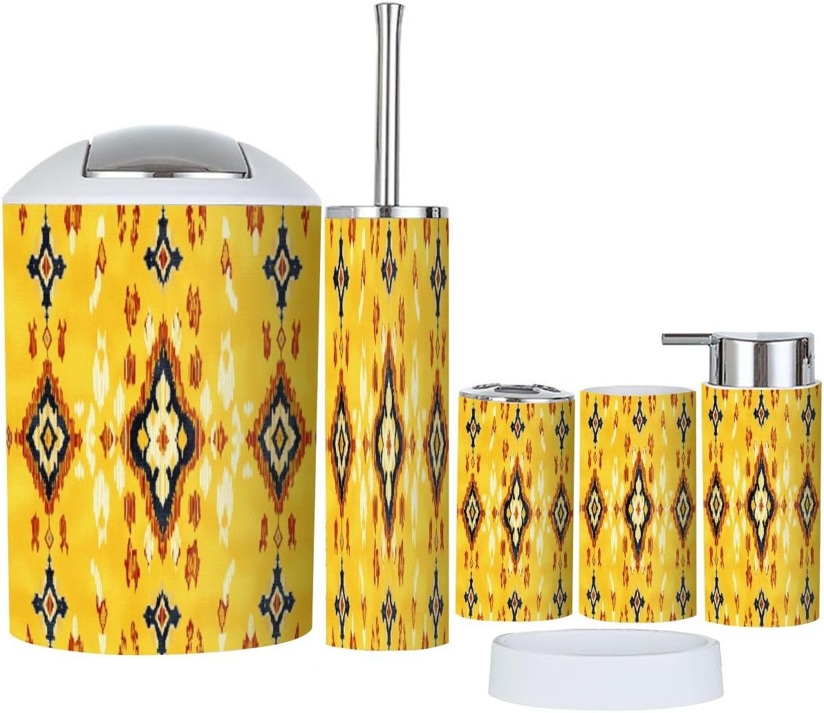 Boho Style 6 Piece Bathroom Accessories Set