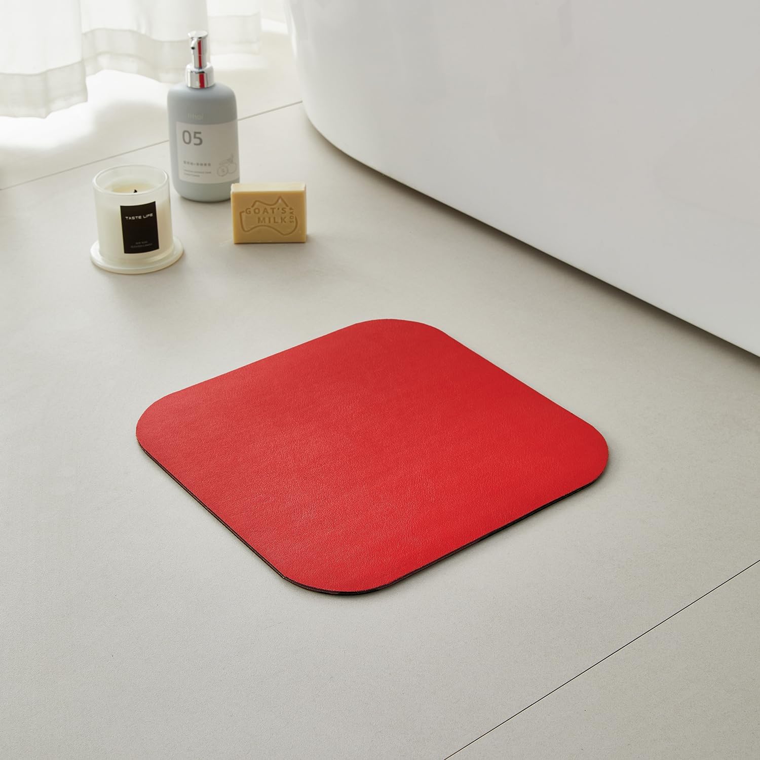 TYUU Christmas Bath Mat Red Non-Slip 12x12 Inches