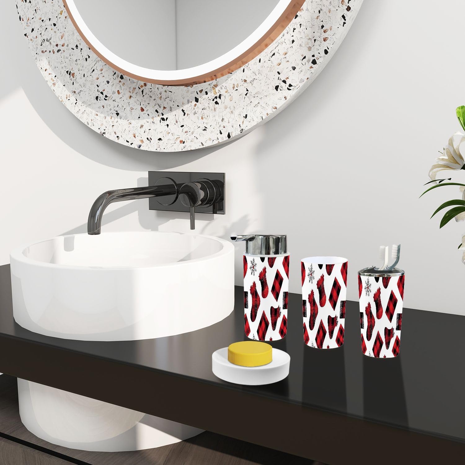 Boho Christmas Bathroom Accessory Set 6 Piece 1