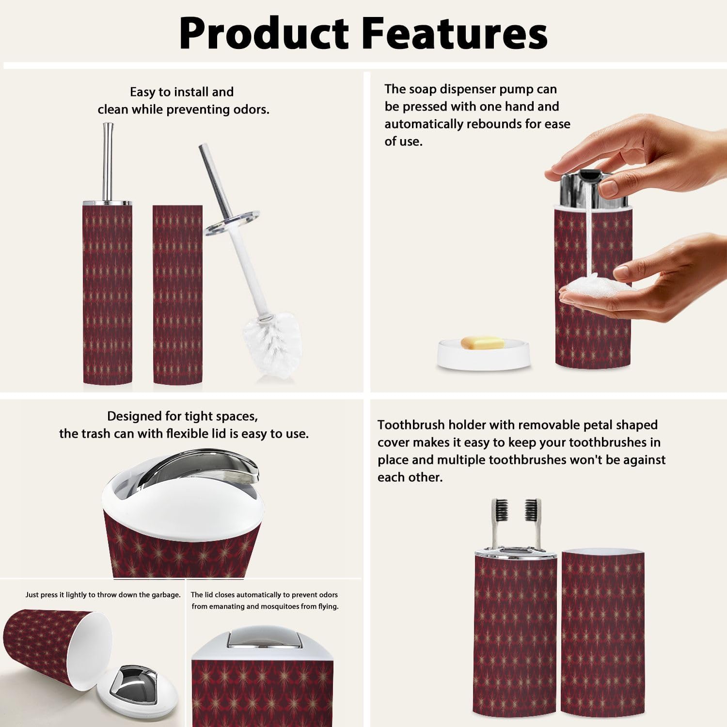 Boho Star Shape Bathroom Accessory Set 6 Piece