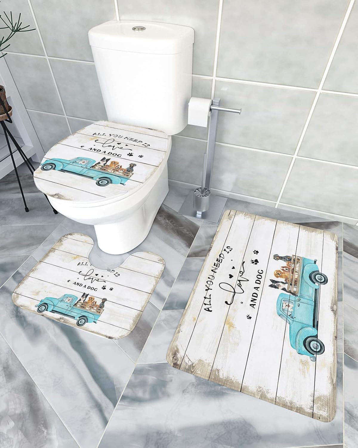 YESOF66 3 Piece Bath Rug Set with Non-Slip Backing 1