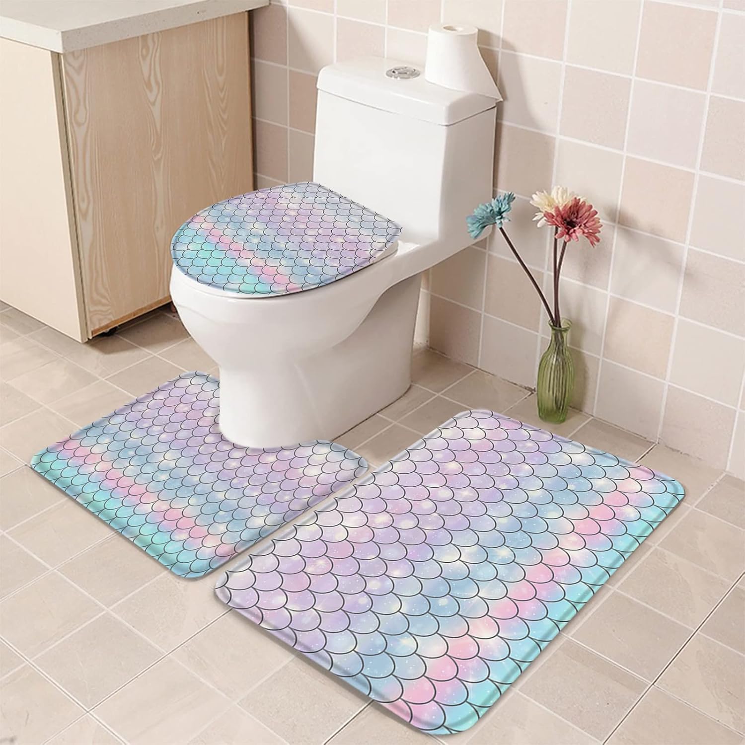 YESOF66 3 Piece Bathroom Rugs Set with Non-Slip Backing 1
