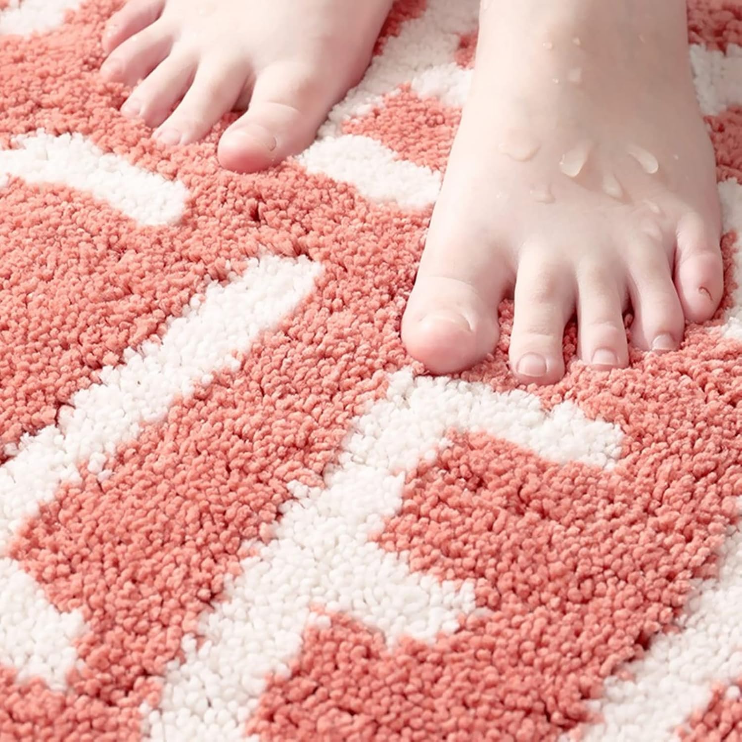 UKELER Coral Pink Bath Rug for Kids