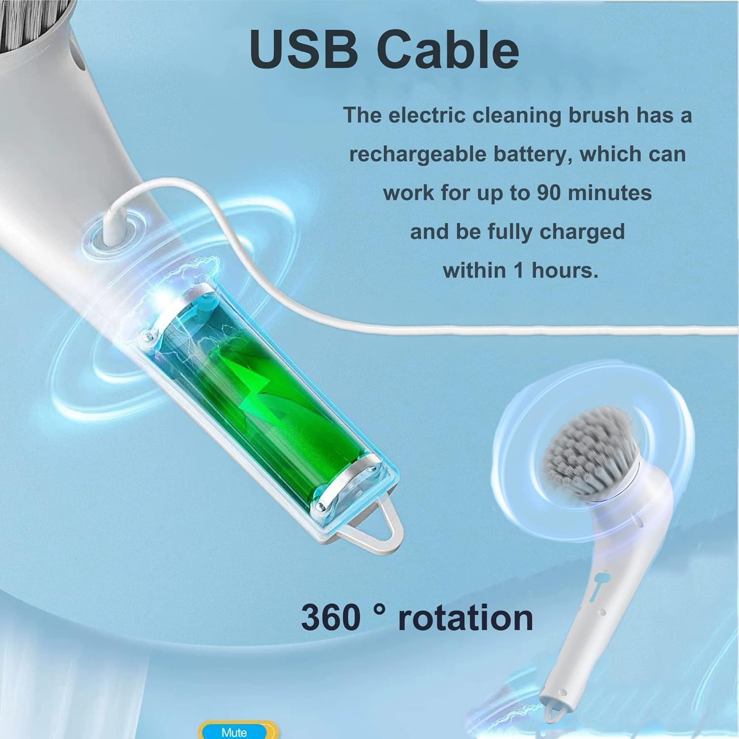 ZZ LIFE 5-in-1 Electric Scrubber with 5 Replaceable Heads