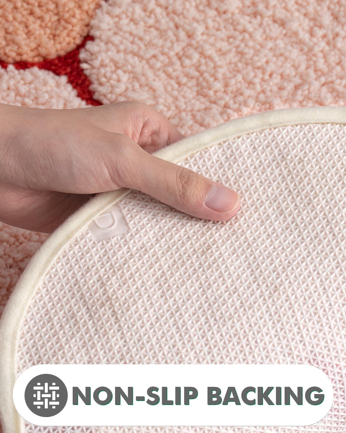 LUMI Flower Bath Rug Soft Plush Red 20x32 Non-Slip
