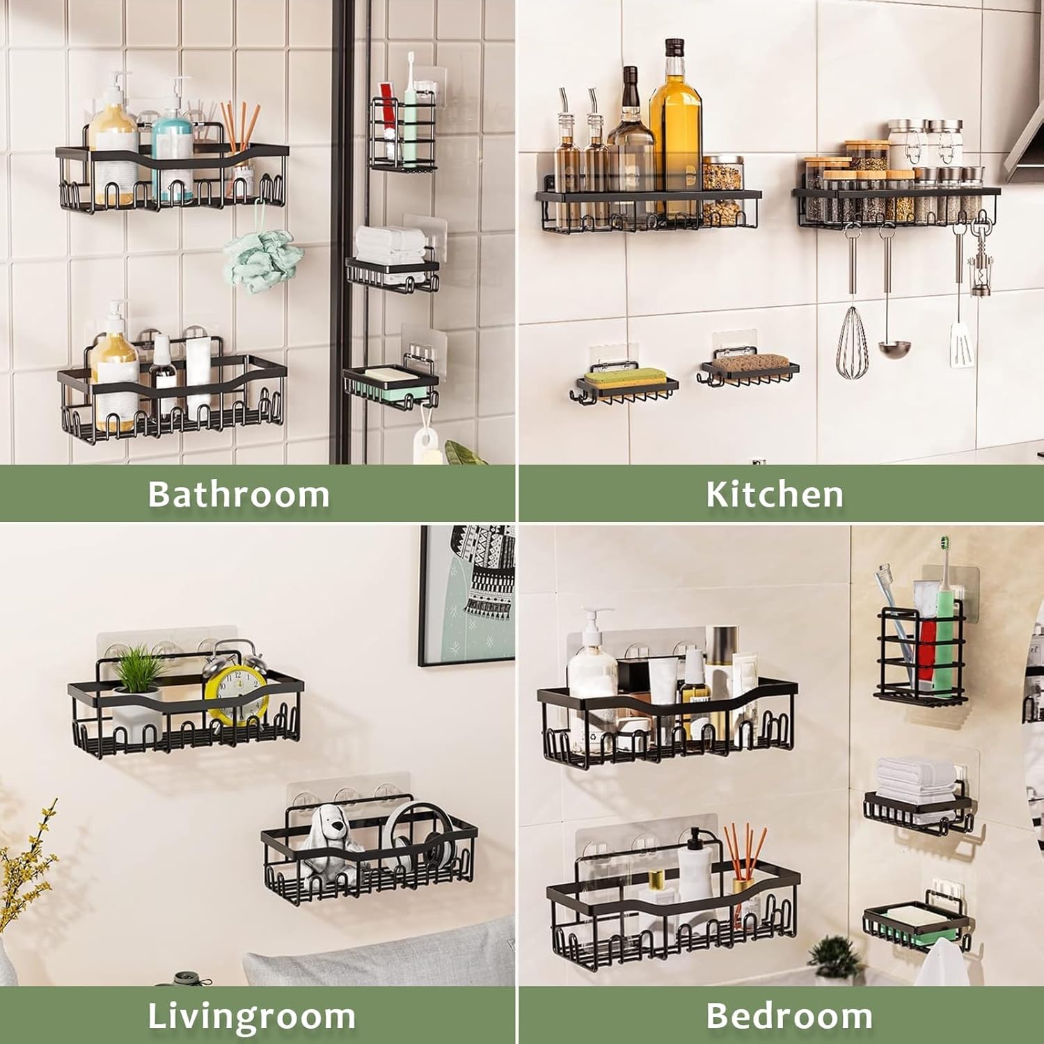 GeluEla 5 Pack Adhesive Shower Caddy Set