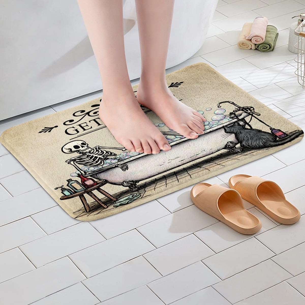 Jejeloiu Halloween Skull Bath Rug 16x24 Inch 1