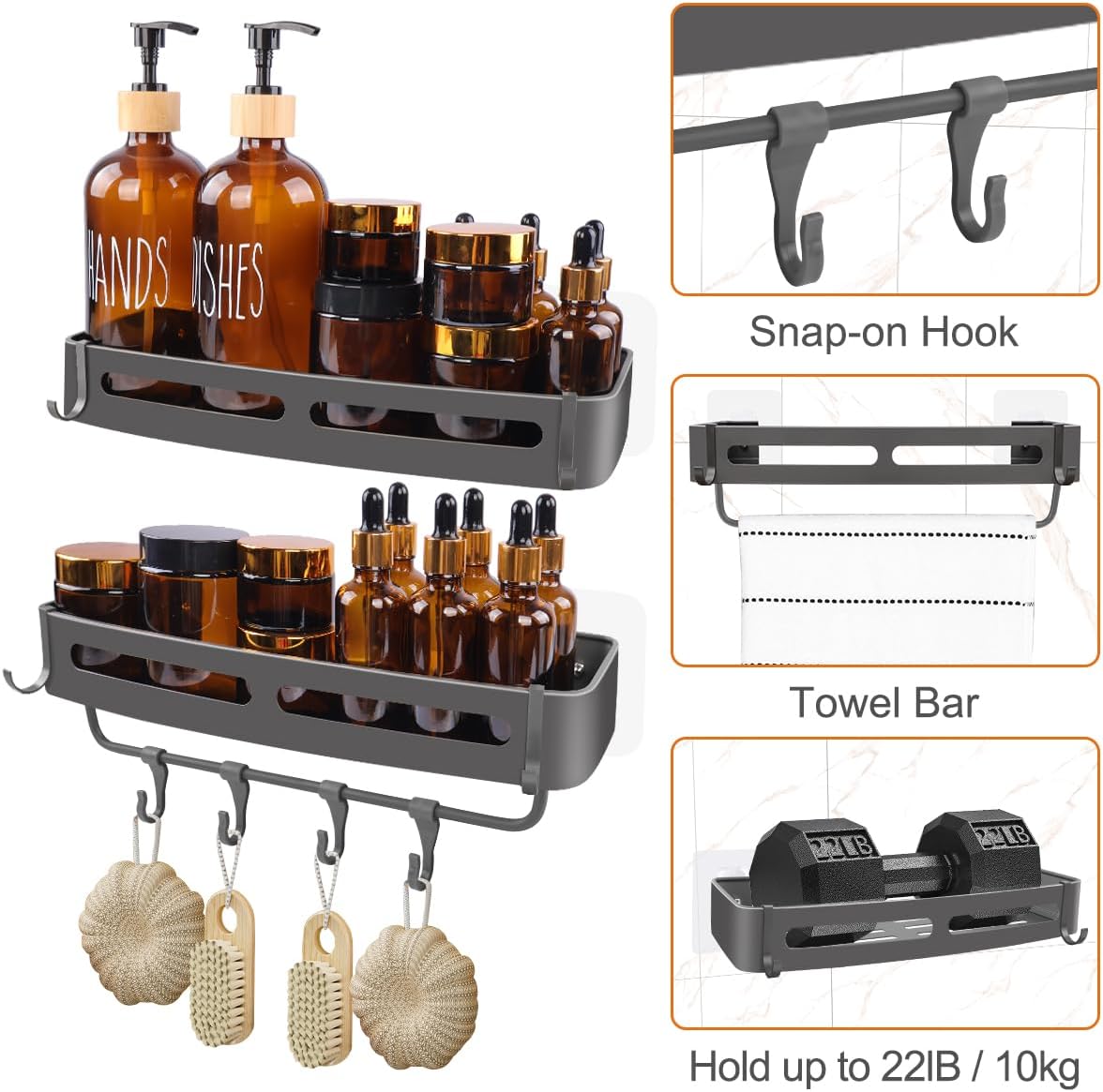 BELICOO Shower Caddy Adhesive 2 Pack