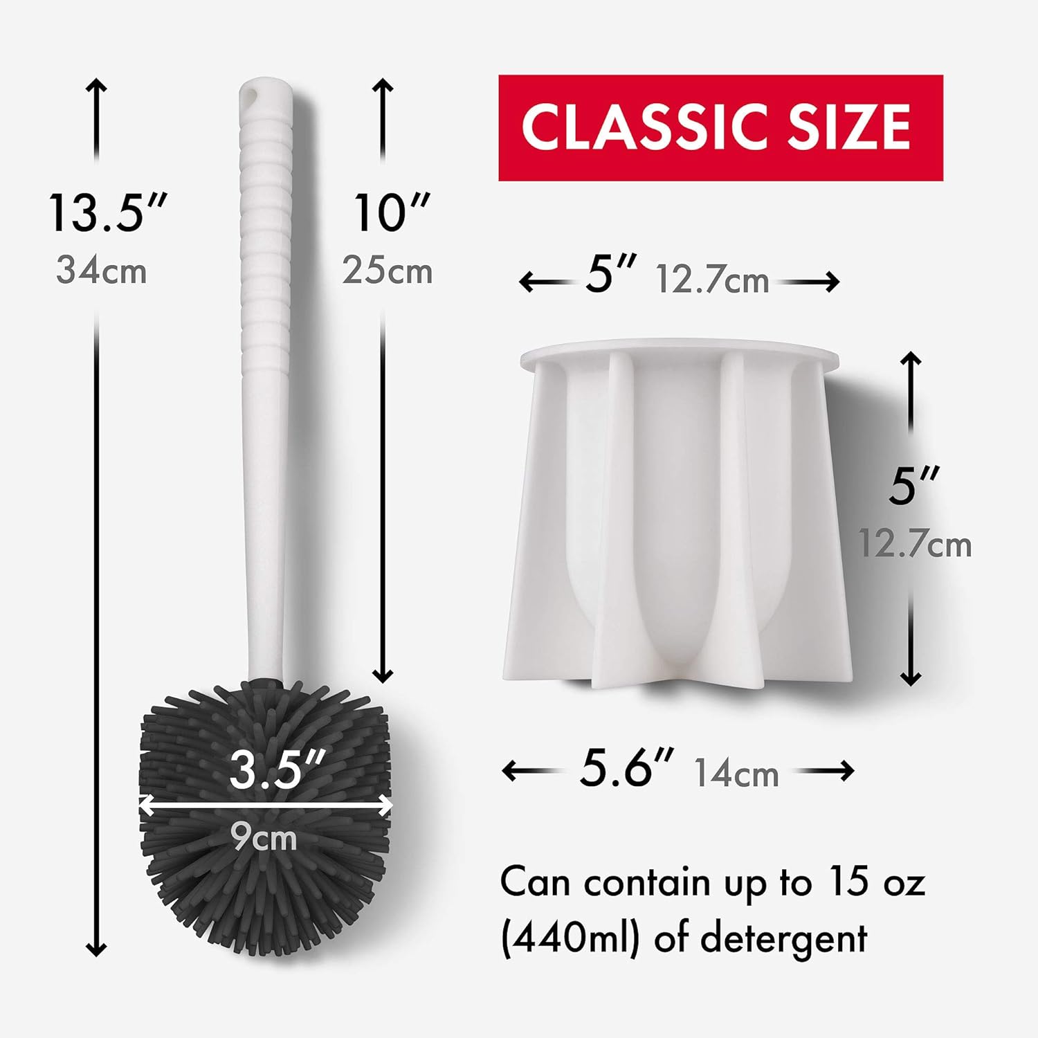 Tyroler Bright Tools Toilet Brush Set with Silicone Bristles and Holder