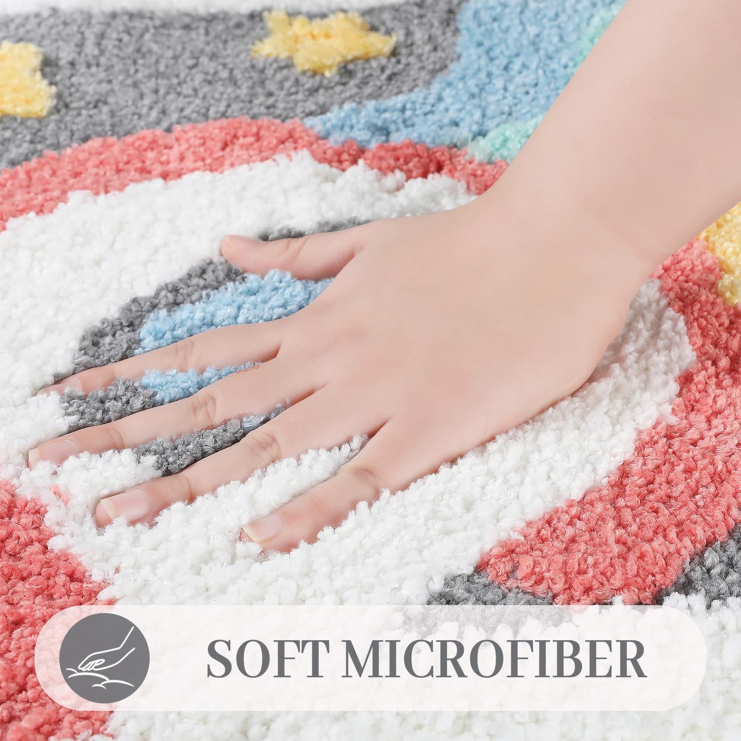 Tyrafry Cute U-Shaped Toilet Rug 20x22 Inches Microfiber