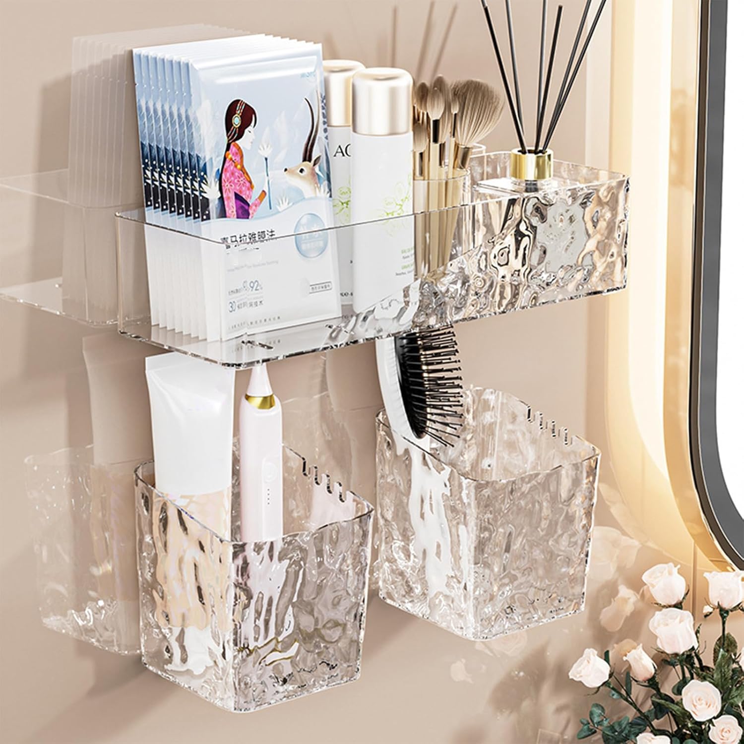 Lae Nuvole Clear-Small Wall Mounted Shower Caddy Organizer 2 Pack