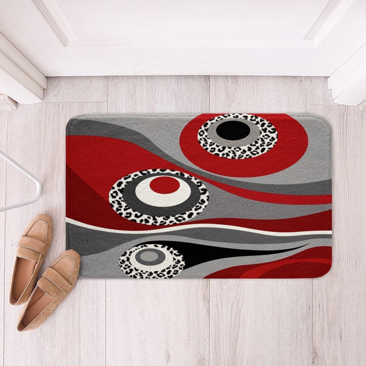 Geometric Door Mat with Leopard Print and Milk Cow Pattern
