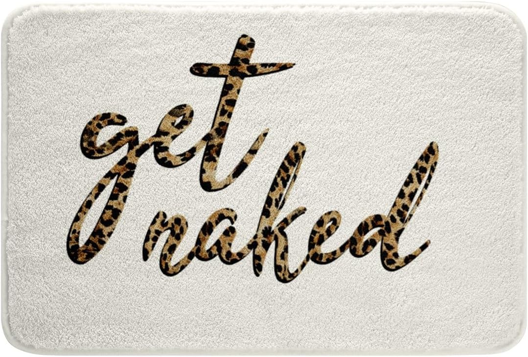 Homewish Get Naked Bath Rug Brown Leopard Print Non-Slip Mat for All